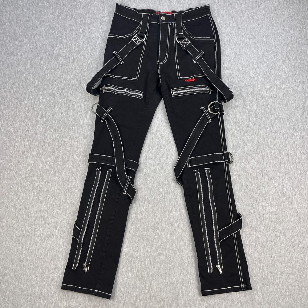 Tripp NYC Ever Ready Bondage Pants Mens 30x31 Black Stretch Zipper DOPE STRAPS!